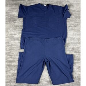 Image First Scrub Top Bottom Set Large Blue Shortsleeve‎ Vneck